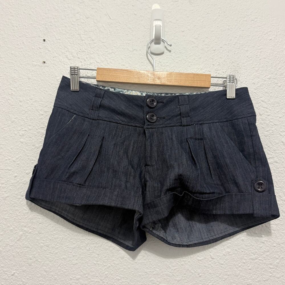 y2k low rise mini shorts button pleated preppy prep denim girly twee